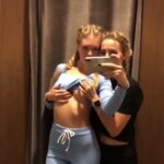 Two girls and tits in the dressing room