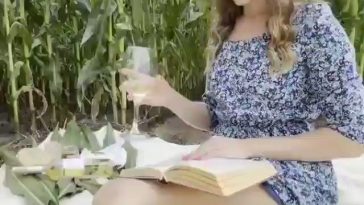 Drunk Naked Petite Girl in the nature corn
